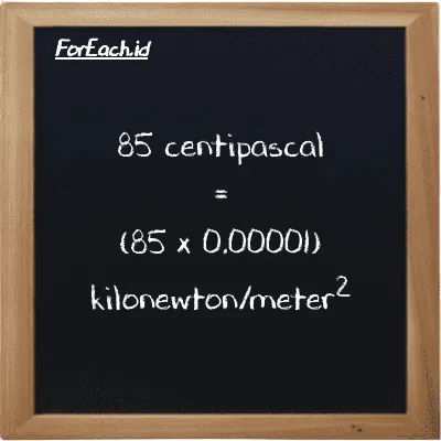 85 centipascal is equivalent to 0.00085 kilonewton/meter<sup>2</sup> (85 cPa is equivalent to 0.00085 kN/m<sup>2</sup>)